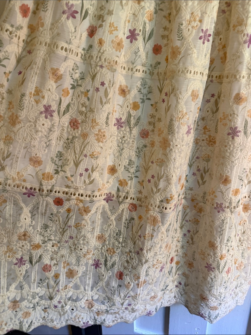Umgee Cream Floral Tiered Maxi Dress with Tie Straps - Picture 2 of 4